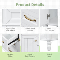 VanityFus 36-in Bathroom Vanity White Single Sink Medicine Cabinet Miror Combo with Ceramic Top 5 Soft Close Doors 3 Drawers