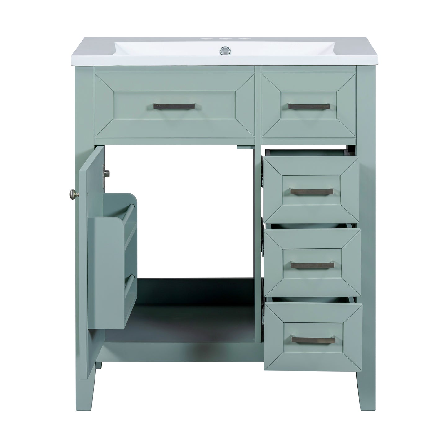 VanityFus 18.6-in Green Bathroom Vanity Single Sink Combo Undermount with Ceramic Top 1 door 3 drawers