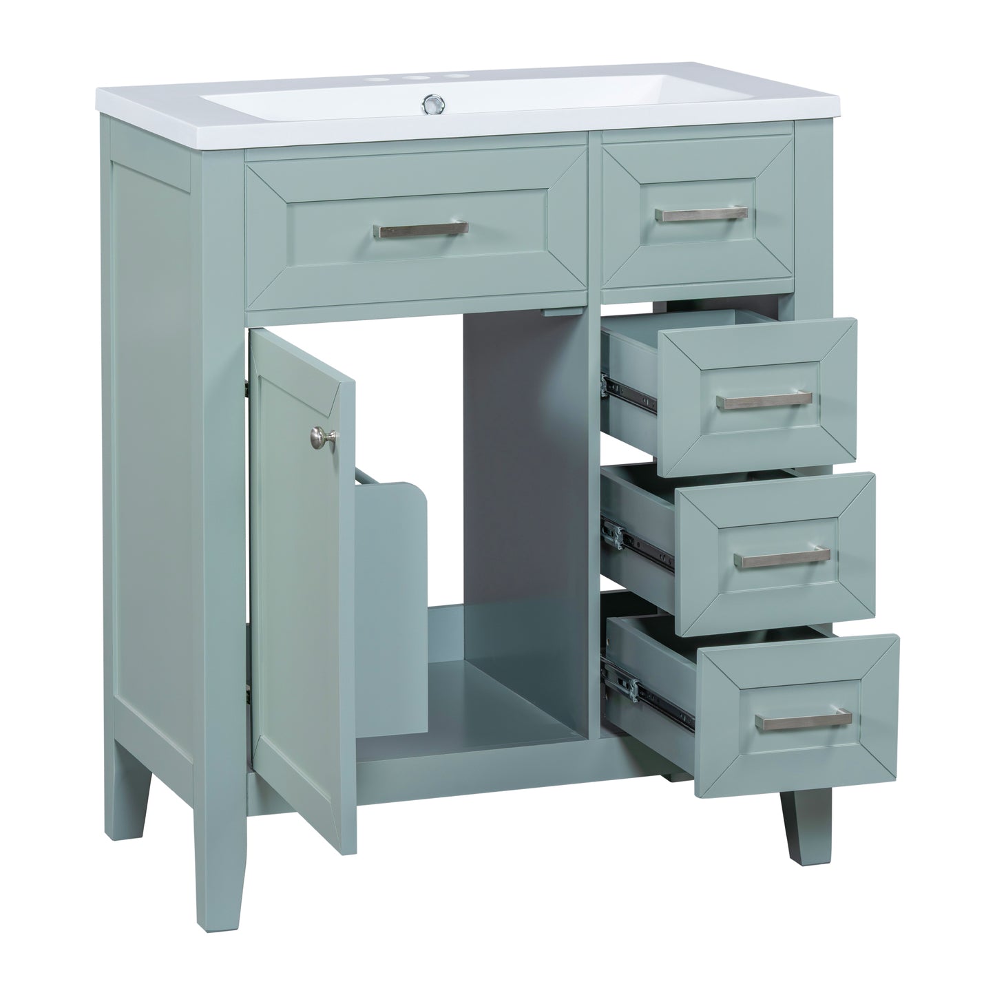 VanityFus 18.6-in Green Bathroom Vanity Single Sink Combo Undermount with Ceramic Top 1 door 3 drawers