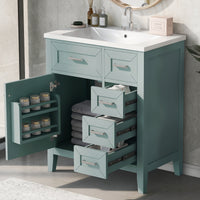 VanityFus 18.6-in Green Bathroom Vanity Single Sink Combo Undermount with Ceramic Top 1 door 3 drawers