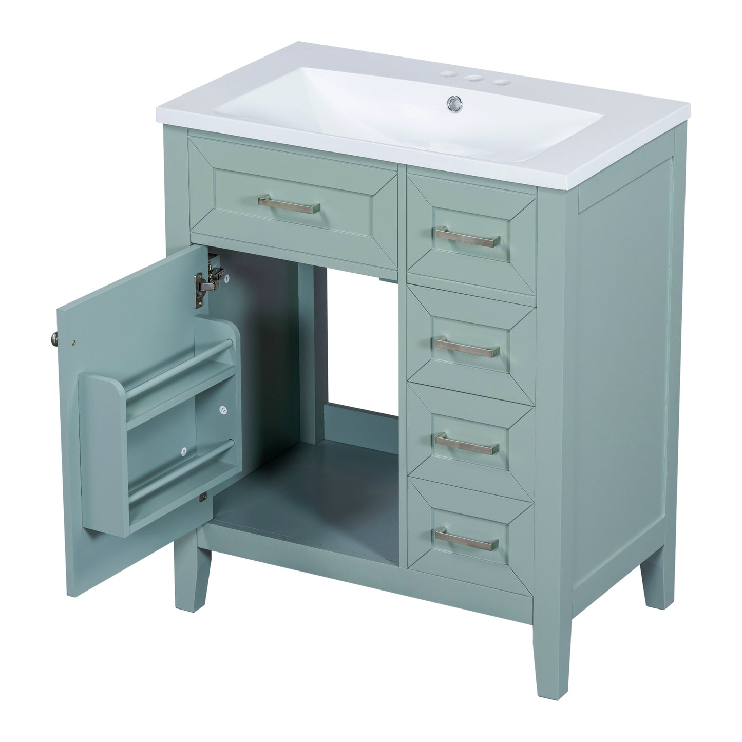 VanityFus 18.6-in Green Bathroom Vanity Single Sink Combo Undermount with Ceramic Top 1 door 3 drawers