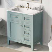 VanityFus 18.6-in Green Bathroom Vanity Single Sink Combo Undermount with Ceramic Top 1 door 3 drawers