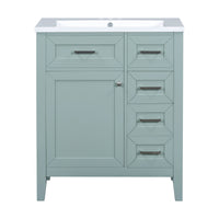 VanityFus 18.6-in Green Bathroom Vanity Single Sink Combo Undermount with Ceramic Top 1 door 3 drawers