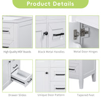 VanityFus 18.6-in White Bathroom Vanity Single Sink Combo Undermount with Ceramic Top 1 door 3 drawers