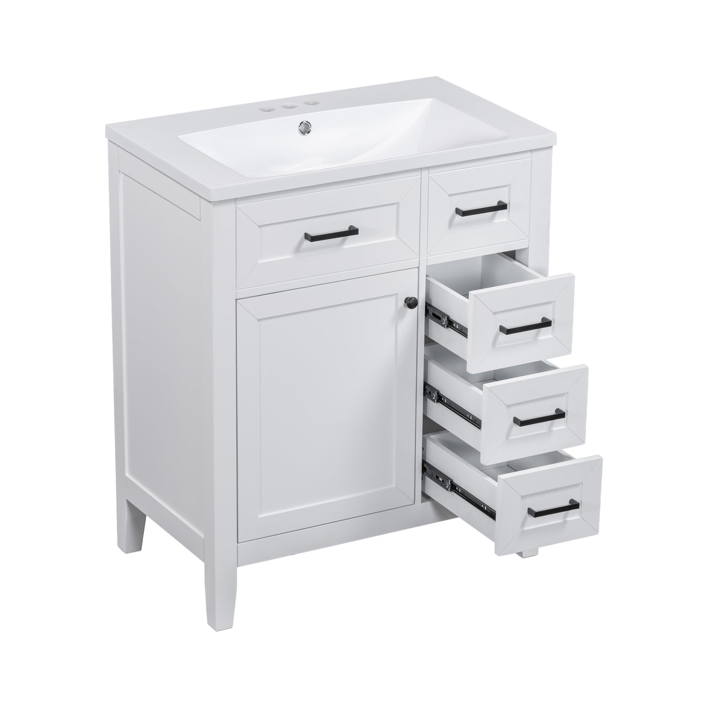 VanityFus 18.6-in White Bathroom Vanity Single Sink Combo Undermount with Ceramic Top 1 door 3 drawers