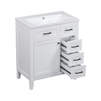 VanityFus 18.6-in White Bathroom Vanity Single Sink Combo Undermount with Ceramic Top 1 door 3 drawers