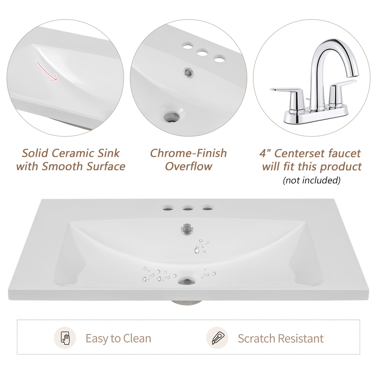 VanityFus 18.6-in White Bathroom Vanity Single Sink Combo Undermount with Ceramic Top 1 door 3 drawers