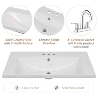 VanityFus 18.6-in White Bathroom Vanity Single Sink Combo Undermount with Ceramic Top 1 door 3 drawers