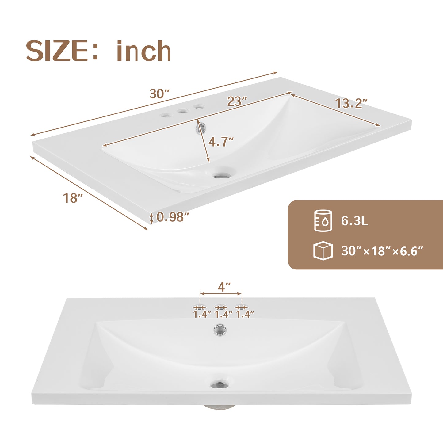 VanityFus 18.6-in White Bathroom Vanity Single Sink Combo Undermount with Ceramic Top 1 door 3 drawers
