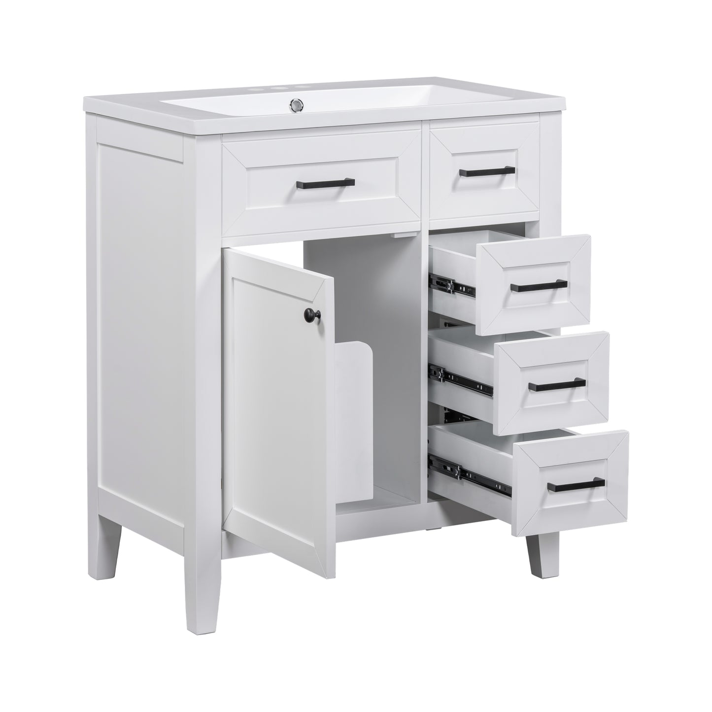 VanityFus 18.6-in White Bathroom Vanity Single Sink Combo Undermount with Ceramic Top 1 door 3 drawers