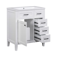 VanityFus 18.6-in White Bathroom Vanity Single Sink Combo Undermount with Ceramic Top 1 door 3 drawers