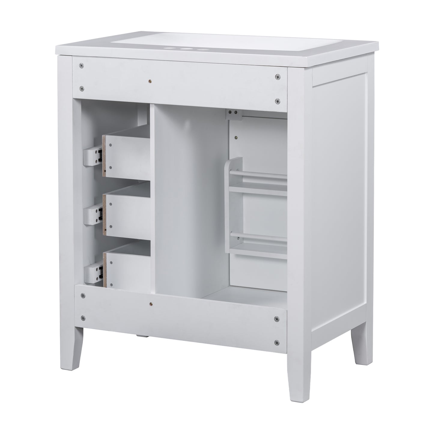 VanityFus 18.6-in White Bathroom Vanity Single Sink Combo Undermount with Ceramic Top 1 door 3 drawers