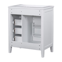 VanityFus 18.6-in White Bathroom Vanity Single Sink Combo Undermount with Ceramic Top 1 door 3 drawers