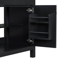 VanityFus 60-in Bathroom Vanity Double Sink Combo Black with White Ceramic Top 4 Soft-Close Doors 2 drawer