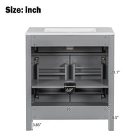 VanityFus 60-in Double Sink Combo Bathroom Vanity Gray with White Ceramic Top 4 Soft-Close Doors 2 drawer