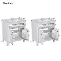 VanityFus 60-in Bathroom Vanity Double Sink Combo White with Ceramic Top 4 Soft-Close Doors 2 drawer