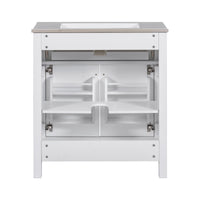 VanityFus 60-in Bathroom Vanity Double Sink Combo White with Ceramic Top 4 Soft-Close Doors 2 drawer