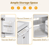 VanityFus 60-in Bathroom Vanity Double Sink Combo White with Ceramic Top 4 Soft-Close Doors 2 drawer
