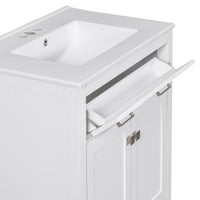 VanityFus 60-in Bathroom Vanity Double Sink Combo White with Ceramic Top 4 Soft-Close Doors 2 drawer