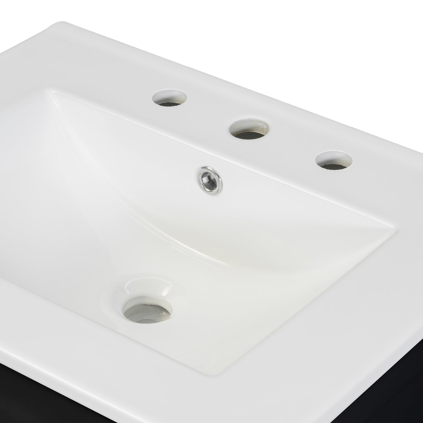 VanityFus 48-in Black Bathroom Vanity with Double Sink Combo Undermount Ceramic Top 4 Soft-Close Doors 2 drawer