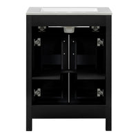 VanityFus 48-in Black Bathroom Vanity with Double Sink Combo Undermount Ceramic Top 4 Soft-Close Doors 2 drawer