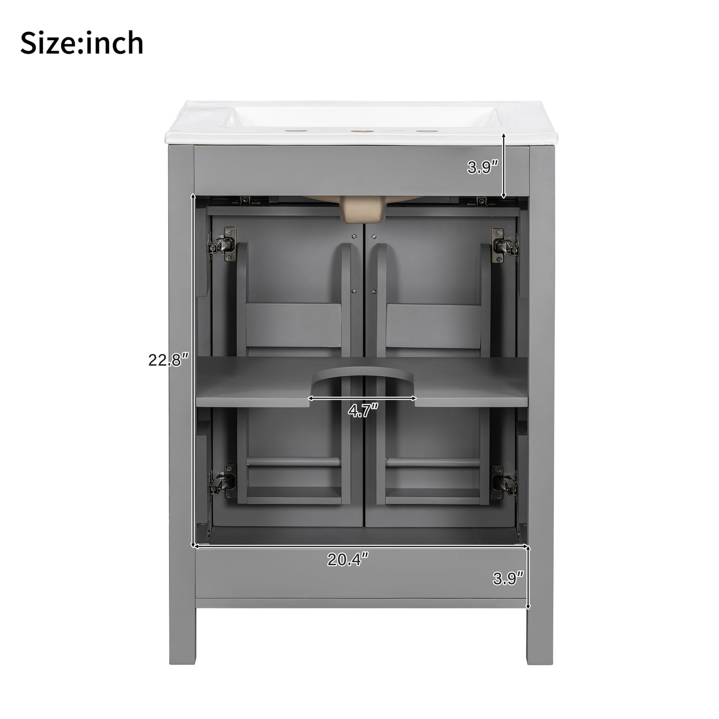 VanityFus 48-in Gray Bathroom Vanity with Double Sink Combo Undermount White Ceramic Top 4 Soft-Close Doors 2 drawer