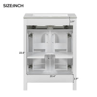 VanityFus 48-in Bathroom Vanity with Double Sink Combo White Ceramic Top 4 Soft-Close Doors 2 drawer