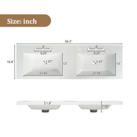 VanityFus 59.3-in Wood Bathroom Vanity Dougle Sink Combo White Ceramic Top 4 Drawers