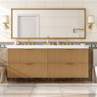 VanityFus 59.3-in Wood Bathroom Vanity Dougle Sink Combo White Ceramic Top 4 Drawers