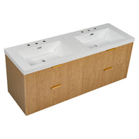 VanityFus 59.3-in Wood Bathroom Vanity Dougle Sink Combo White Ceramic Top 4 Drawers