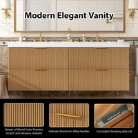 VanityFus 59.3-in Wood Bathroom Vanity Dougle Sink Combo White Ceramic Top 4 Drawers