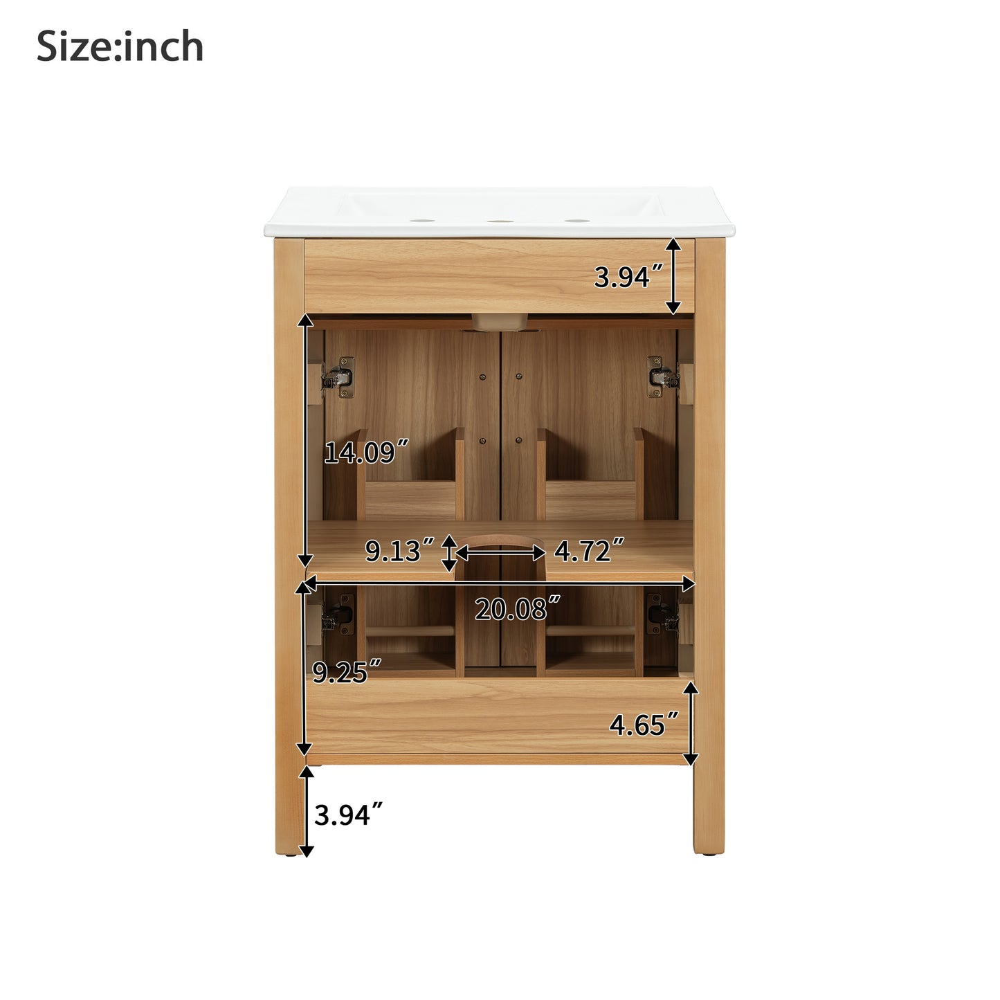 VanityFus 48-in Bathroom Vanity Double Sink Combo Wood Ceramic Top 4 Soft-Close Doors 2 Drawers