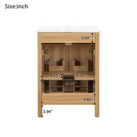 VanityFus 48-in Bathroom Vanity Double Sink Combo Wood Ceramic Top 4 Soft-Close Doors 2 Drawers