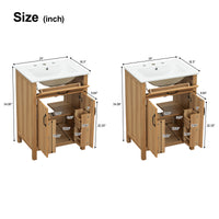 VanityFus 48-in Bathroom Vanity Double Sink Combo Wood Ceramic Top 4 Soft-Close Doors 2 Drawers