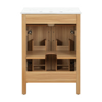 VanityFus 48-in Bathroom Vanity Double Sink Combo Wood Ceramic Top 4 Soft-Close Doors 2 Drawers