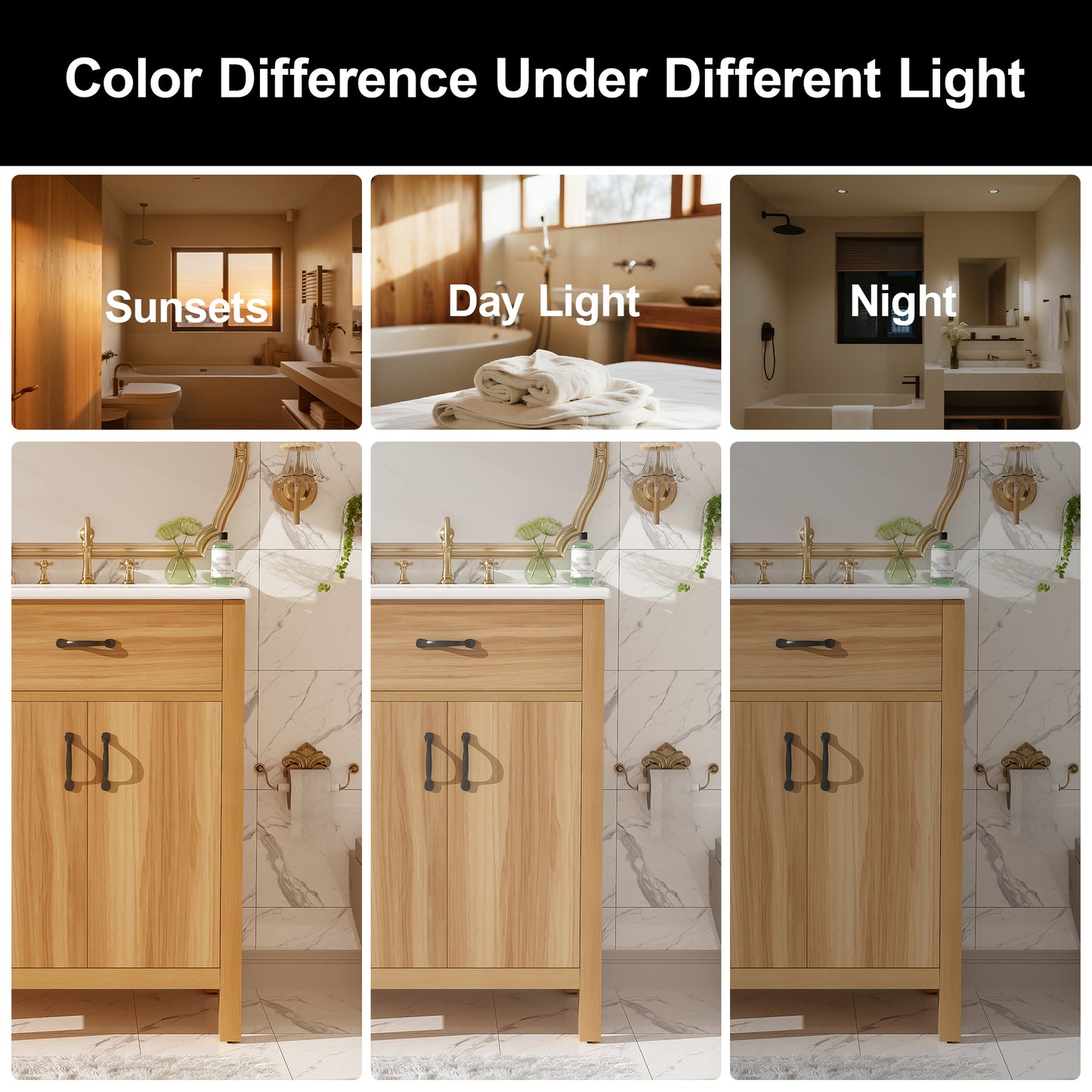 VanityFus 48-in Bathroom Vanity Double Sink Combo Wood Ceramic Top 4 Soft-Close Doors 2 Drawers