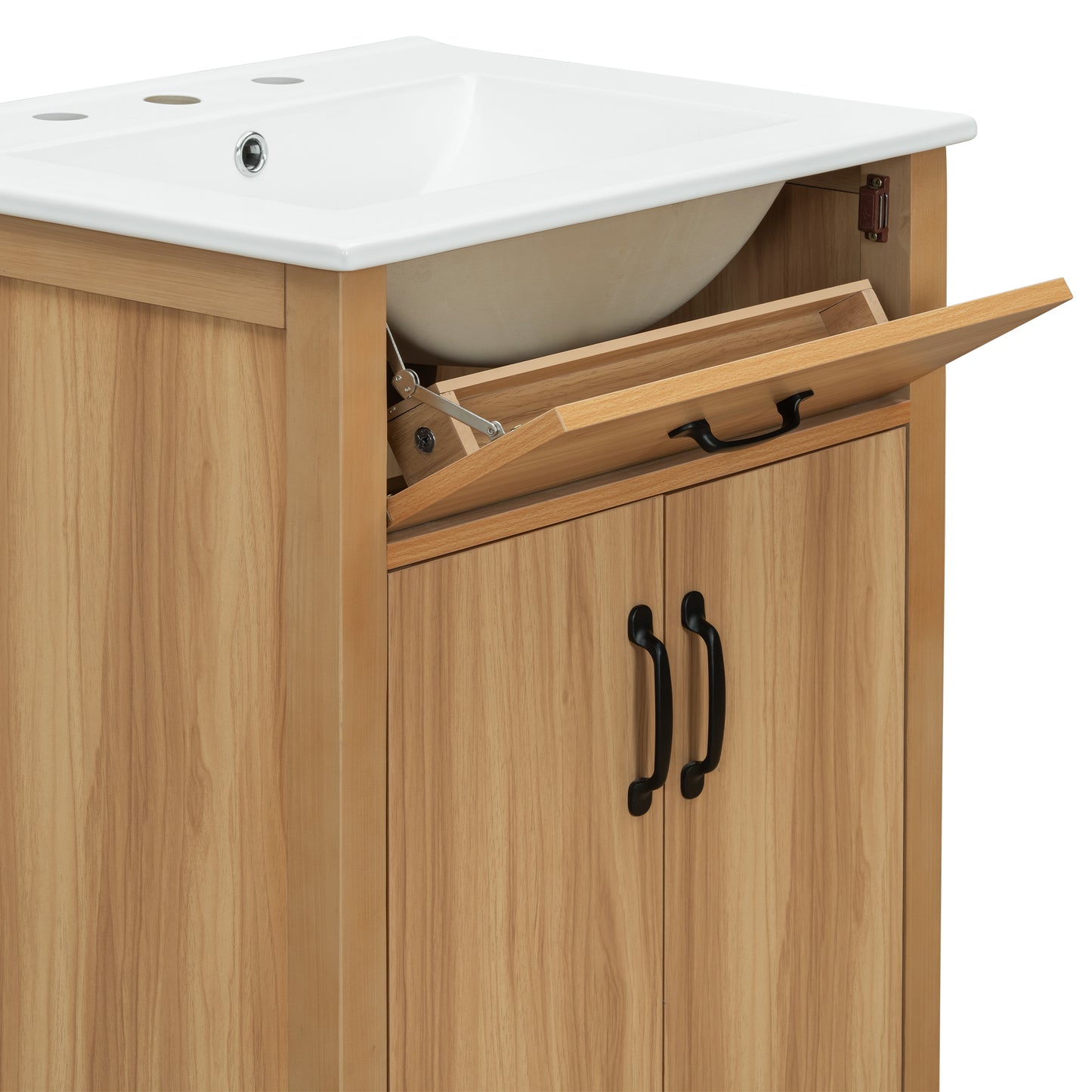 VanityFus 48-in Bathroom Vanity Double Sink Combo Wood Ceramic Top 4 Soft-Close Doors 2 Drawers