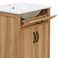 VanityFus 48-in Bathroom Vanity Double Sink Combo Wood Ceramic Top 4 Soft-Close Doors 2 Drawers