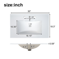 VanityFus 60-in Bathroom Vanity Double Sink Combo Wood Ceramic Top 4 Soft-Close Doors 2 Drawers