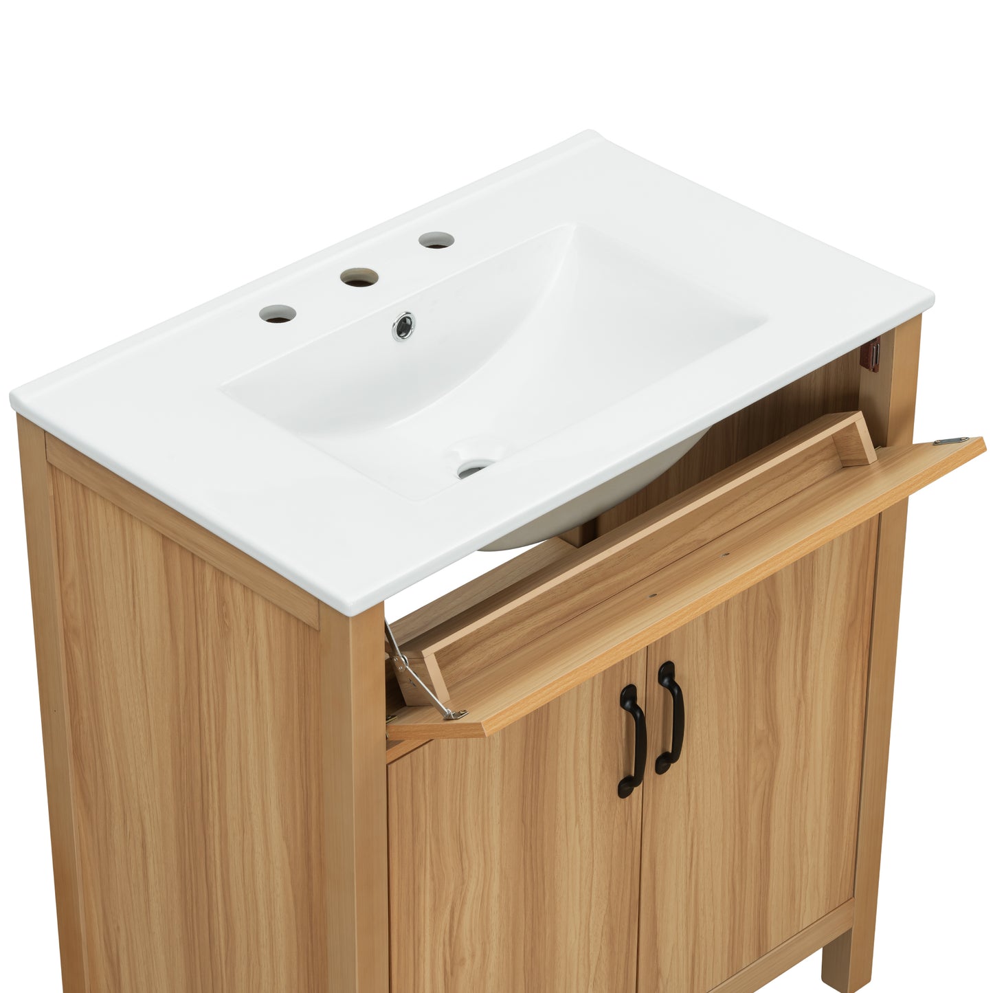 VanityFus 60-in Bathroom Vanity Double Sink Combo Wood Ceramic Top 4 Soft-Close Doors 2 Drawers