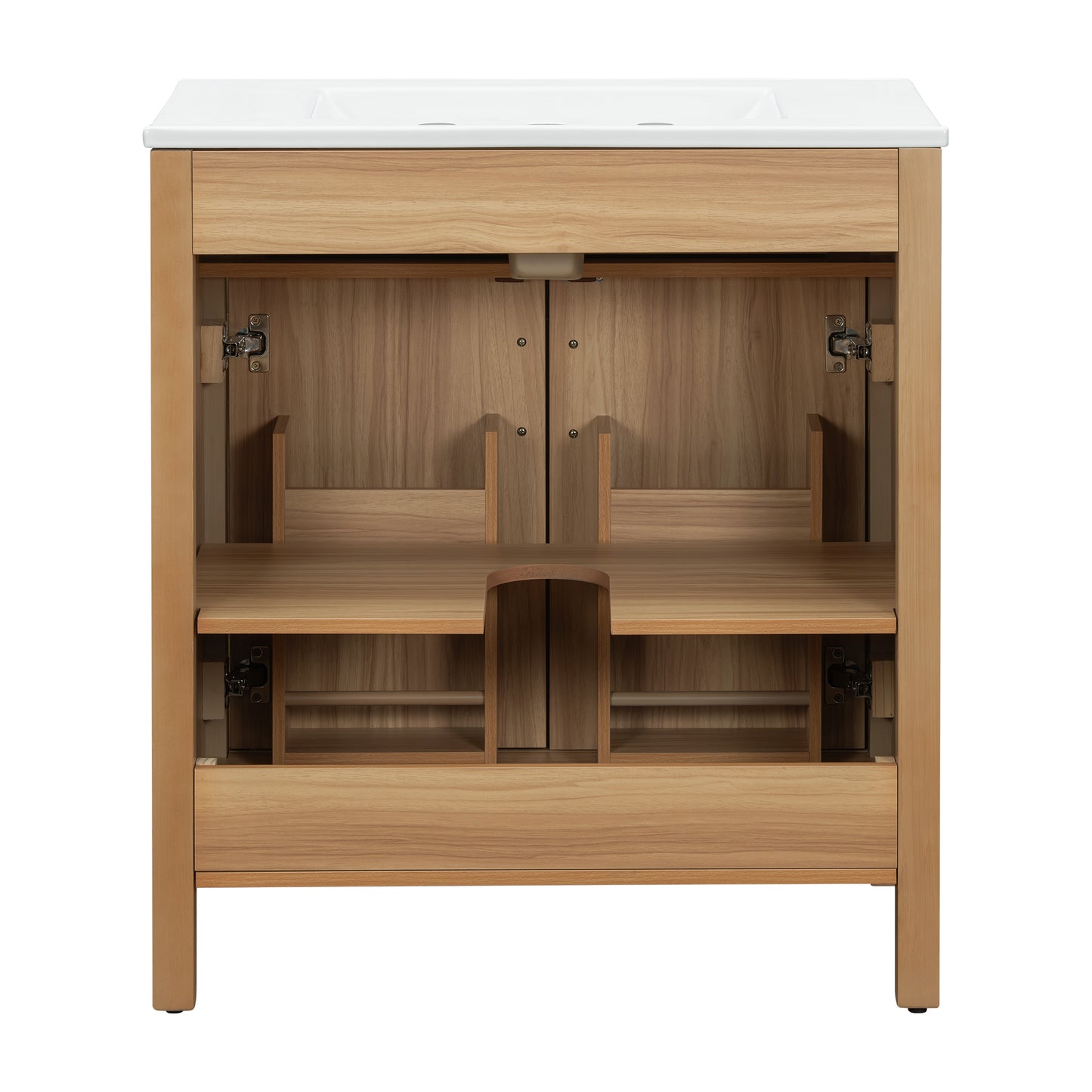 VanityFus 60-in Bathroom Vanity Double Sink Combo Wood Ceramic Top 4 Soft-Close Doors 2 Drawers