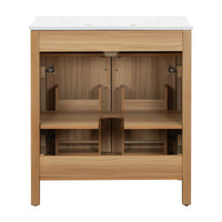 VanityFus 60-in Bathroom Vanity Double Sink Combo Wood Ceramic Top 4 Soft-Close Doors 2 Drawers