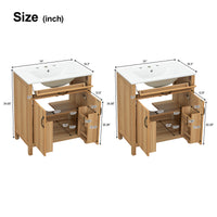 VanityFus 60-in Bathroom Vanity Double Sink Combo Wood Ceramic Top 4 Soft-Close Doors 2 Drawers