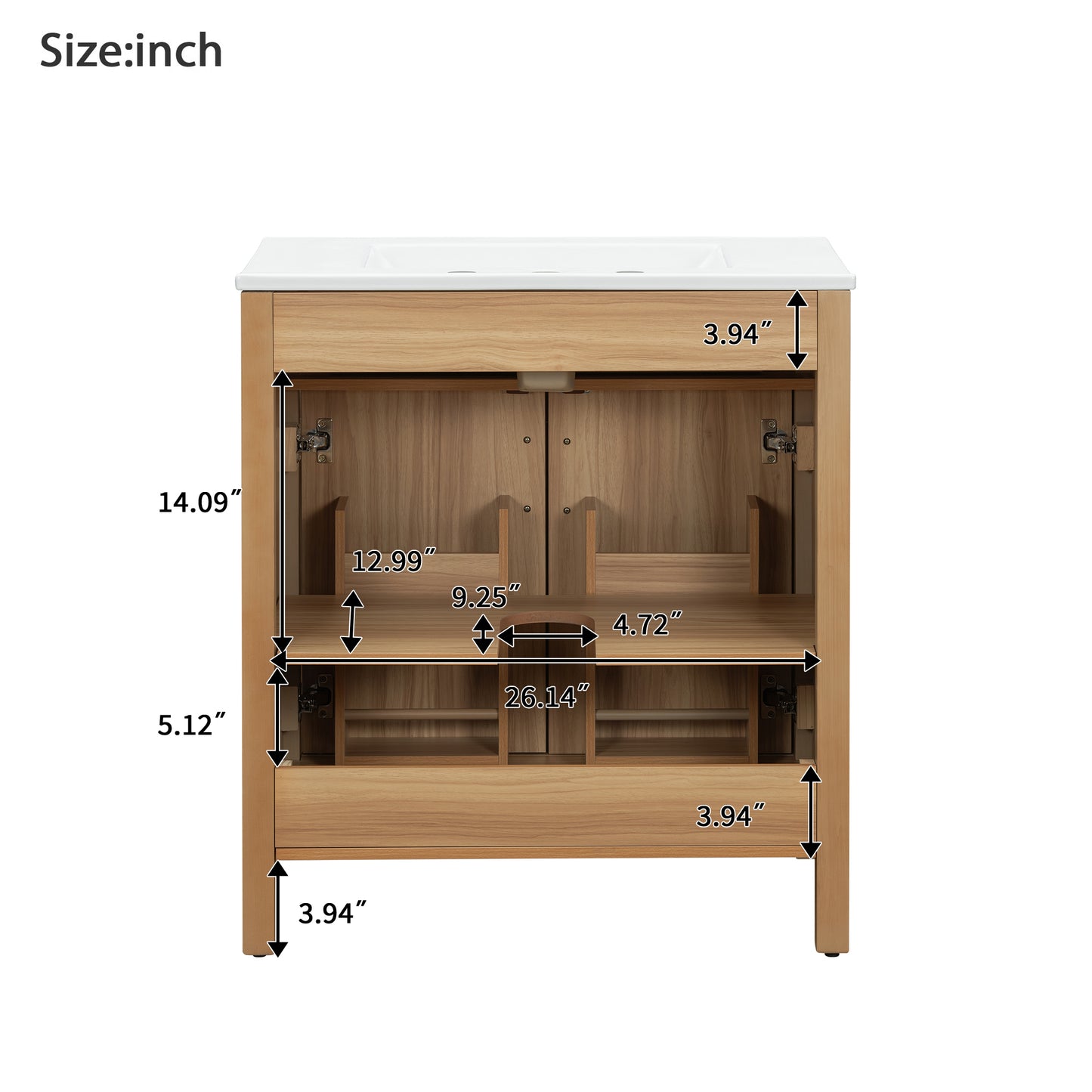 VanityFus 60-in Bathroom Vanity Double Sink Combo Wood Ceramic Top 4 Soft-Close Doors 2 Drawers