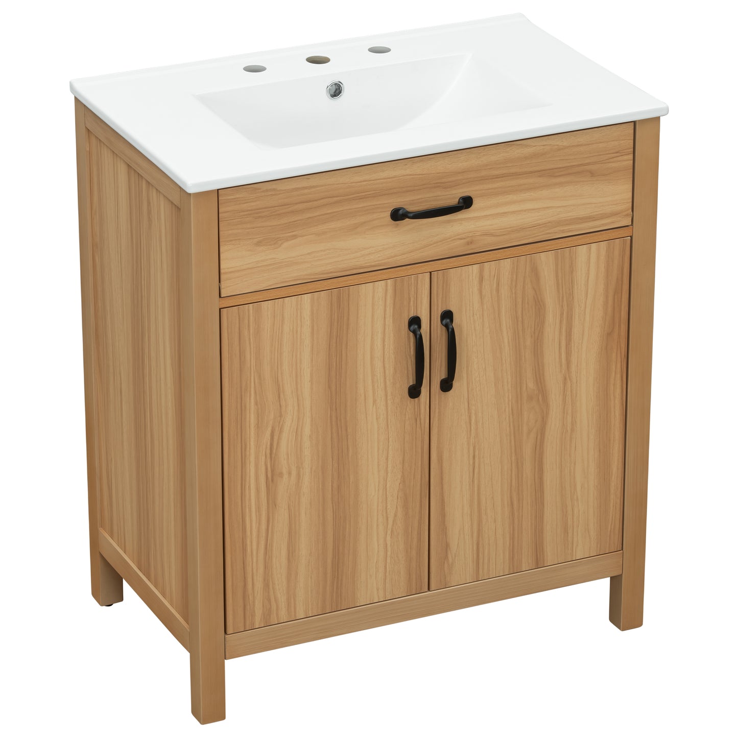 VanityFus 60-in Bathroom Vanity Double Sink Combo Wood Ceramic Top 4 Soft-Close Doors 2 Drawers