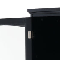 VanityFus Black 14.21-in x 17.76-in x 62.99-in Wood Freestanding Soft Close Linen Cabinet adjustable shelves 2 Soft close doors 2 drawers