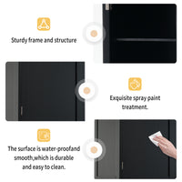 VanityFus Black 14.21-in x 17.76-in x 62.99-in Wood Freestanding Soft Close Linen Cabinet adjustable shelves 2 Soft close doors 2 drawers