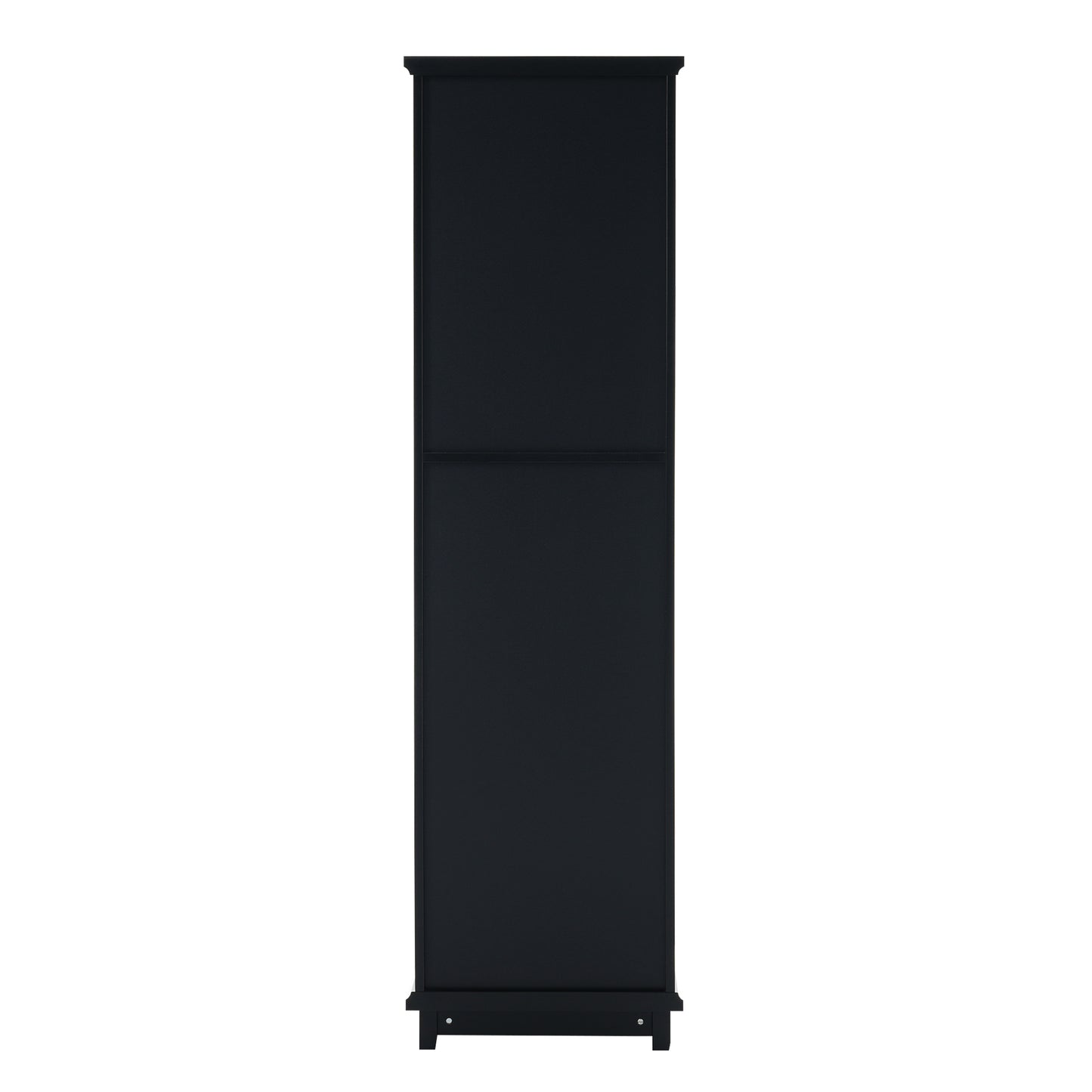 VanityFus Black 14.21-in x 17.76-in x 62.99-in Wood Freestanding Soft Close Linen Cabinet adjustable shelves 2 Soft close doors 2 drawers
