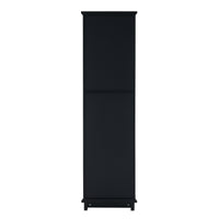 VanityFus Black 14.21-in x 17.76-in x 62.99-in Wood Freestanding Soft Close Linen Cabinet adjustable shelves 2 Soft close doors 2 drawers