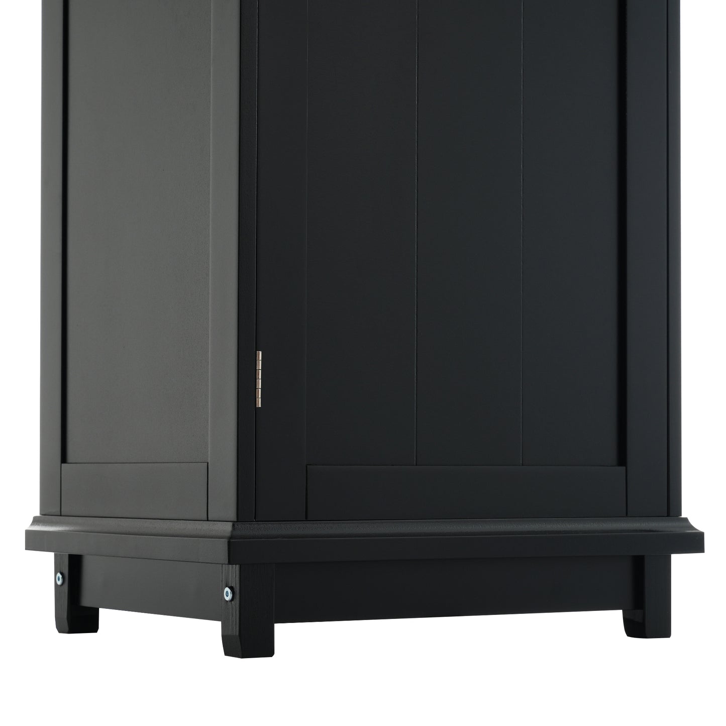 VanityFus Black 14.21-in x 17.76-in x 62.99-in Wood Freestanding Soft Close Linen Cabinet adjustable shelves 2 Soft close doors 2 drawers